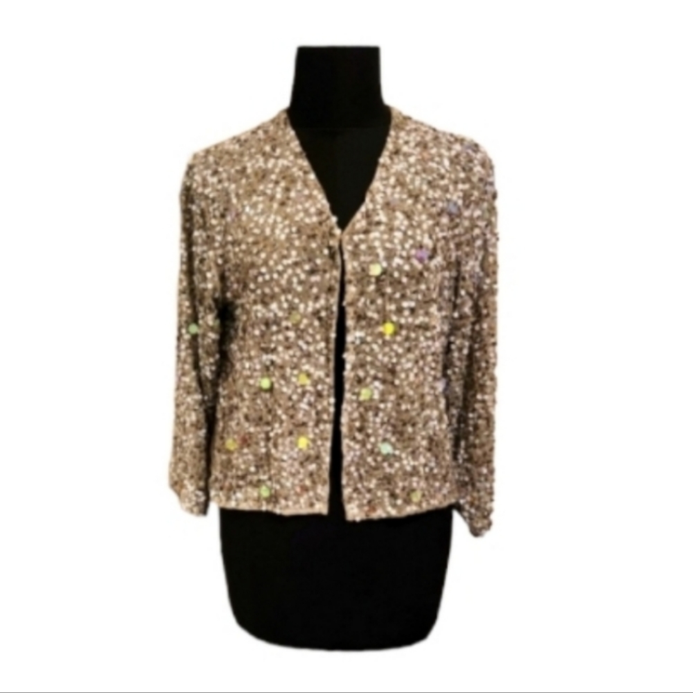 Sequin Blazer with Chiffon Back